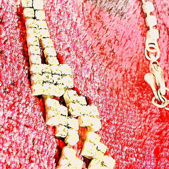 Rhinestone necklace bib style vtg angular geometric HTF clear design Silvertone - Picture 9 of 10